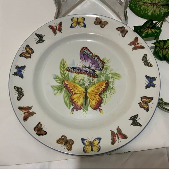 Tabletops Unlimited Butterflies Dinner Plate 10 5/8 Florals Butterfly Border A2 - Picture 6 of 7